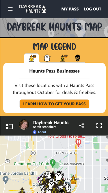Interactive neighborhood map with legend and business locations